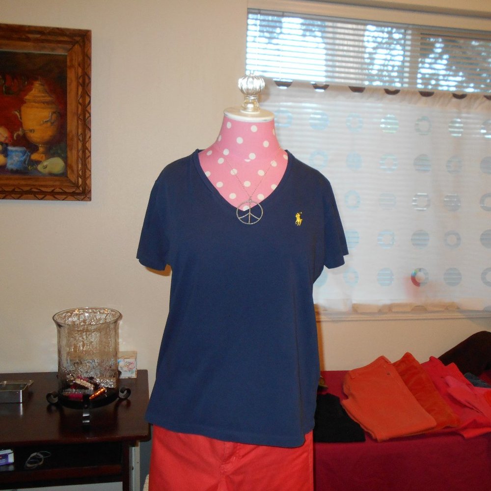 Ralph Lauren Sport V-Neck T-Shirt Navy M - L